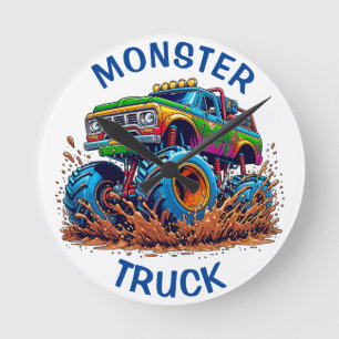 Monster Lastbil Wall Clock Rund Klocka