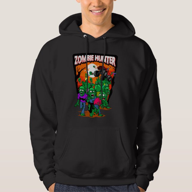 Monster Lastbil Zombie Hunter Halloween Odöda Kill Hoodie (Framsida)