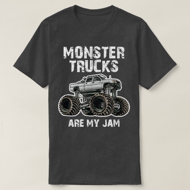 MONSTER LASTBILAR ÄR MY SYLT; Stora lyft Grått Las T Shirt (Design framsida)