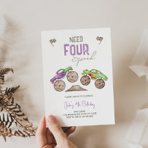 Monster Lastbilar Bash Birthday bjudande i alla ål