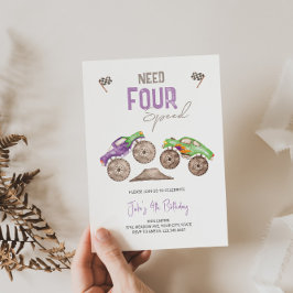 Monster Lastbilar Bash Birthday bjudande i alla ål Inbjudningar