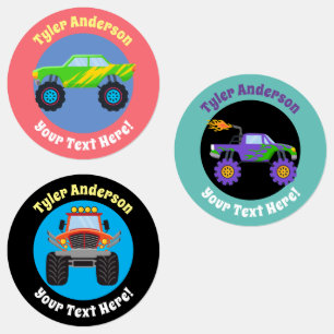 Monster Lastbilar, DIY Namn & Message Labels Klistermärke