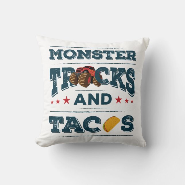 Monster Lastbilar och Tacos Kudde (Framsida)