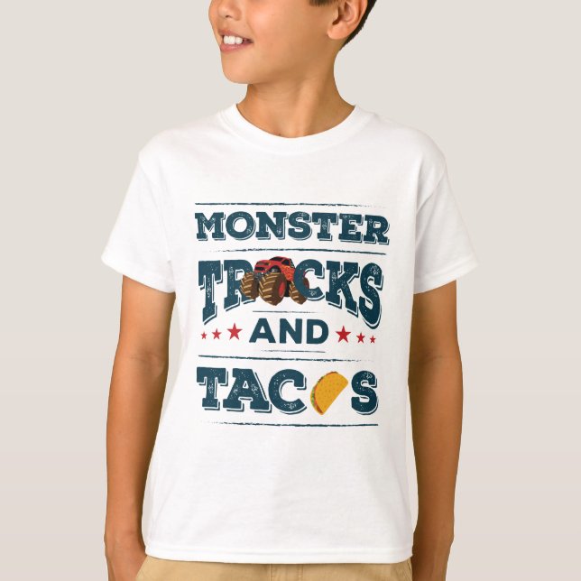 Monster Lastbilar och Tacos T Shirt (Framsida)