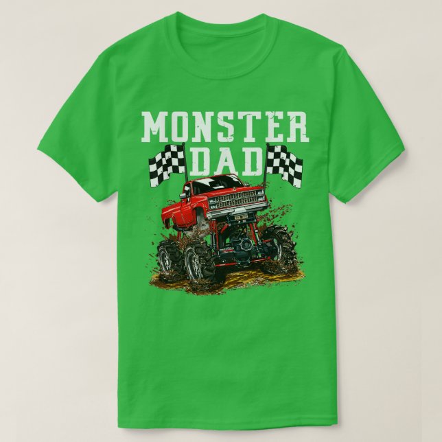 Monster Lastbilar Pappa för födelsedagen Kid Fars  T Shirt (Design framsida)