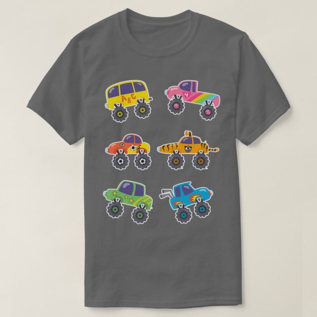 Monster Lastbilar Stunts Boys Girls Coola Monster  T Shirt (Design framsida)