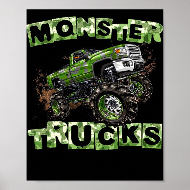 Monster Lastbilar T Funny Camouflage Birthday Gift Poster (Framsidan)
