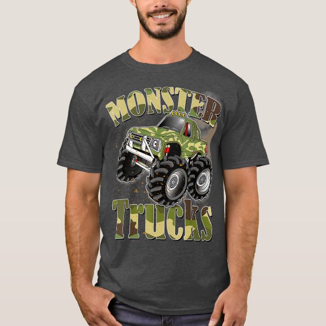 Monster Lastbilar T Shirt Funny Camouflage Birthda (Framsida)