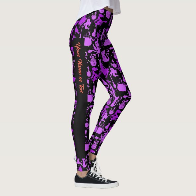 Mönster.Lila Black BG (PS) Leggings (Höger)