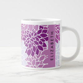 Mönster, Lila Dahlia, ditt namn Jumbo Mugg