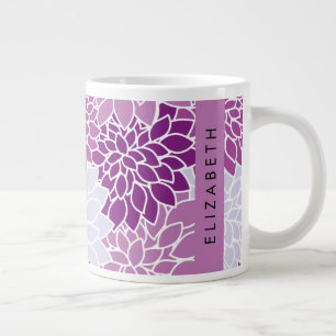 Mönster, Lila Dahlia, ditt namn Jumbo Mugg
