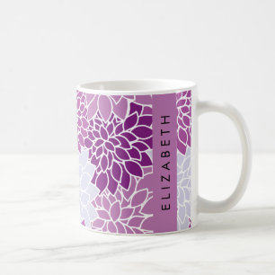 Mönster, Lila Dahlia, ditt namn Kaffemugg