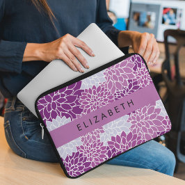 Mönster, Lila Dahlia, ditt namn Laptop Fodral