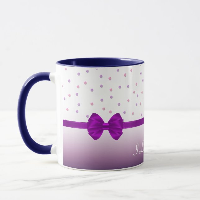 Mönster Lila Prickig Band Kaffe Mugg (Vänster)
