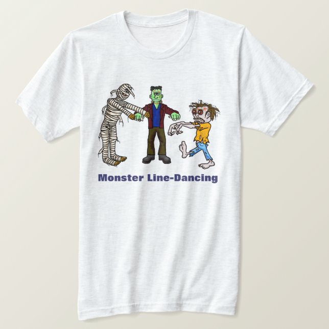 Monster Line Dancing Funny Halloween T-Shirt (Design framsida)