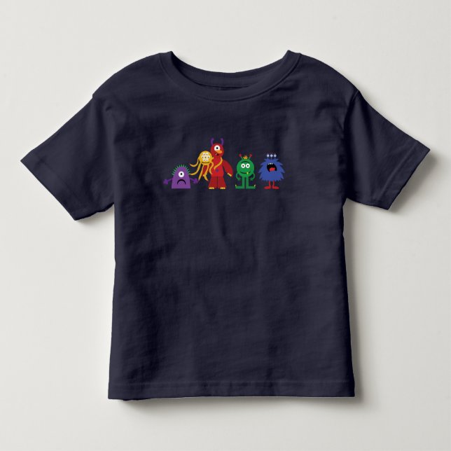 Monster Line småbarn marinblå T Tee Shirt (Framsida)