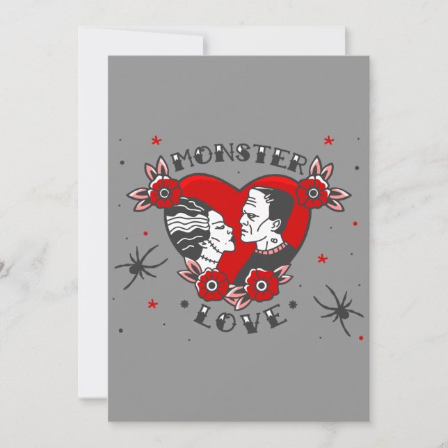 monster love rockabilly frankenstein valentine inbjudningar (Framsida)
