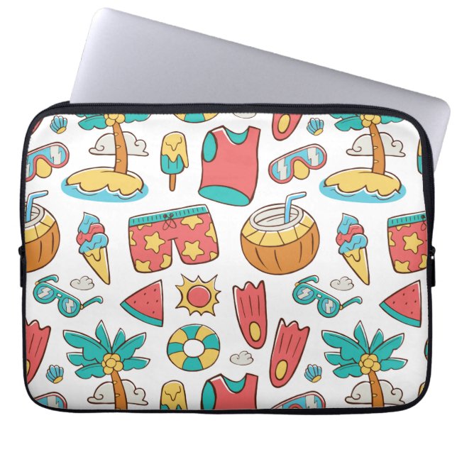 mönster lustig sommarsemester laptop fodral (Framsidan)