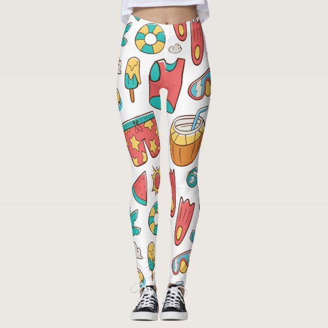 mönster lustig sommarsemester leggings (Framsida)