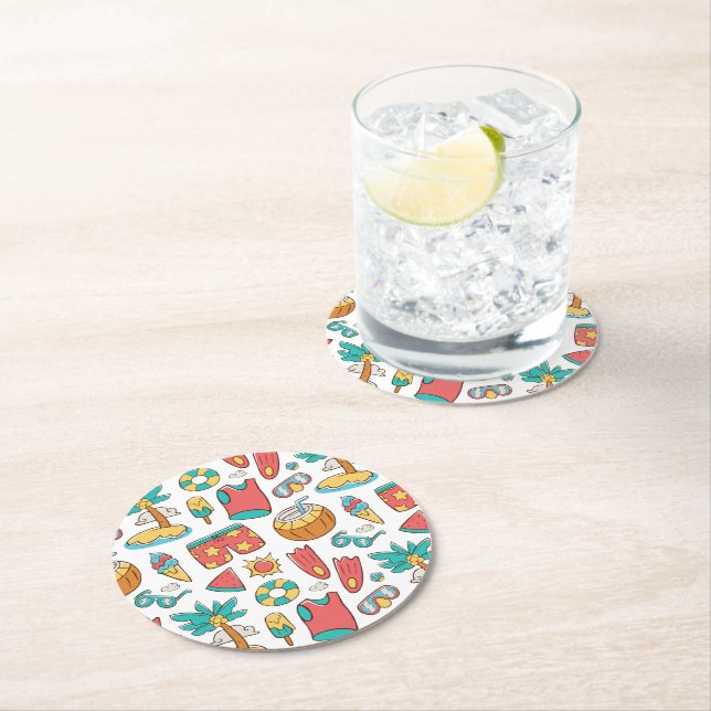 mönster lustig sommarsemester underlägg papper rund (Insitu)