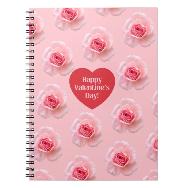 Mönster Lycklig Valentine's Day 2023 Background Anteckningsbok (Framsidan)