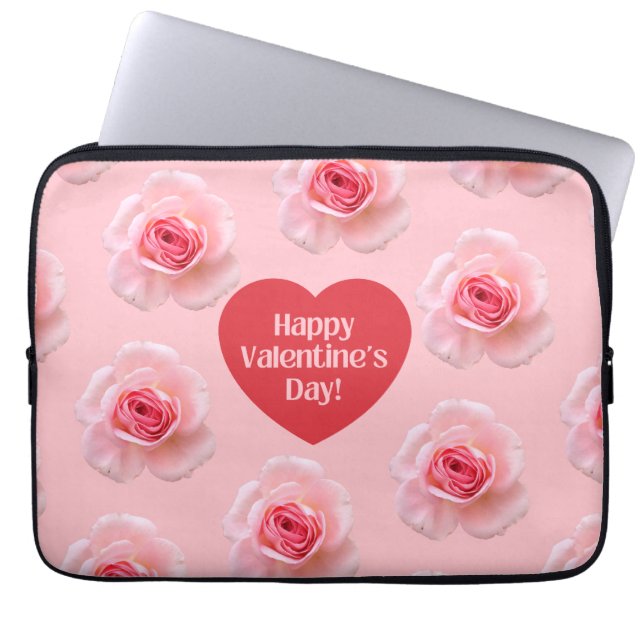 Mönster Lycklig Valentine's Day 2023 Background Laptop Fodral (Framsidan)