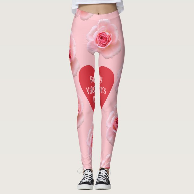 Mönster Lycklig Valentine's Day 2024 Background Leggings (Framsida)