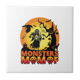 Monster Mamma Halloween Monster Spöke Skelett Skrä Kakelplatta
