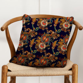 Mönster, marinblått och Red Paisley Kudde