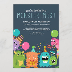 MONSTER MASH BARNS FÖDELSEDAG PARTY INBJUDANDE inb Inbjudningar