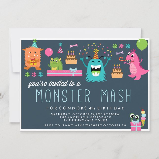MONSTER MASH BARNS FÖDELSEDAG PARTY INBJUDANDE inb Inbjudningar (Framsida)