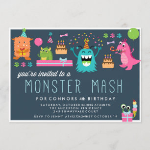 MONSTER MASH BARNS FÖDELSEDAG PARTY INBJUDANDE inb Inbjudningar