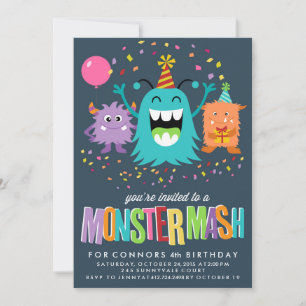 MONSTER MASH BARNS FÖDELSEDAG PARTY INBJUDANDE inb Inbjudningar