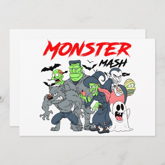 Monster Mash Bash - Spooky Crew i Party Mode Julkort (Fram/baksida)