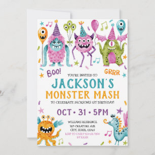 Monster Mash Boy's första Födelsedagsfest Inbjudningar