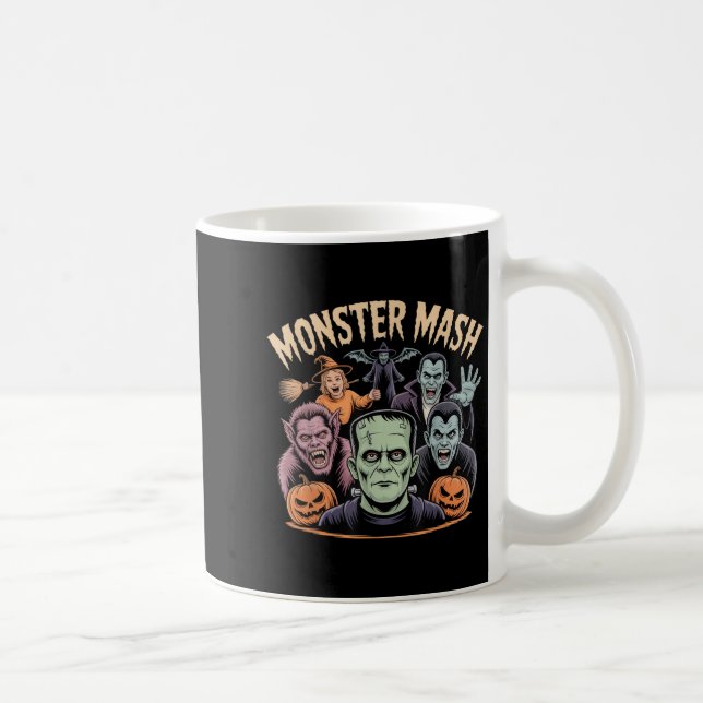 Monster Mash Clic Halloween Monsters Spooky Horror Kaffemugg (Höger)