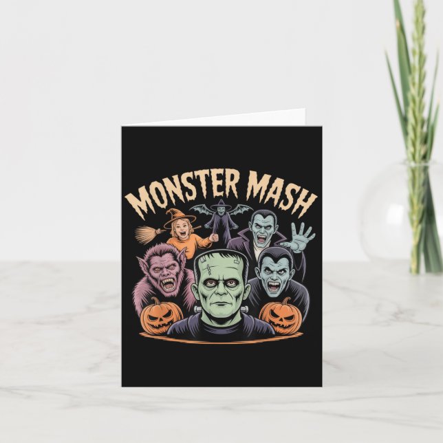 Monster Mash Clic Halloween Monsters Spooky Horror Kort (Framsida)