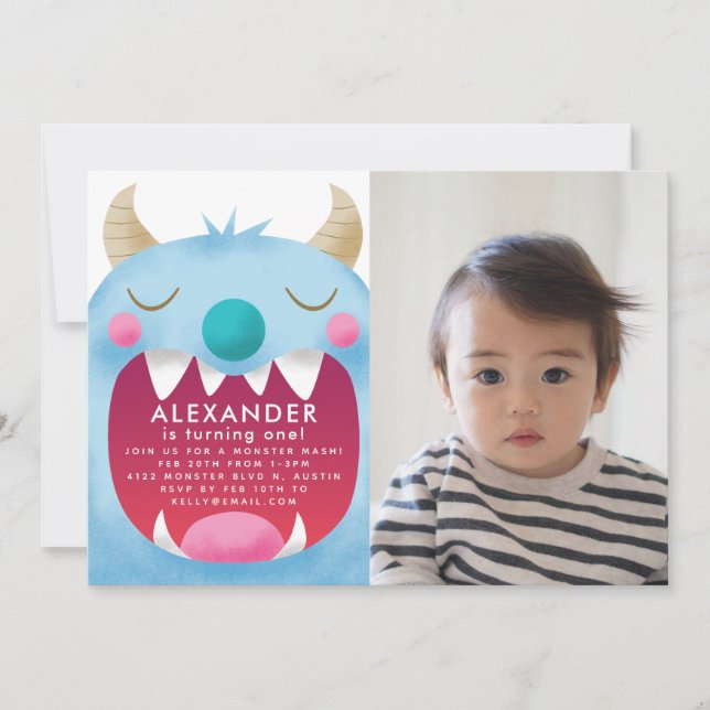 Monster Mash Födelsedagsfest Photo Inbjudningar (Framsida)