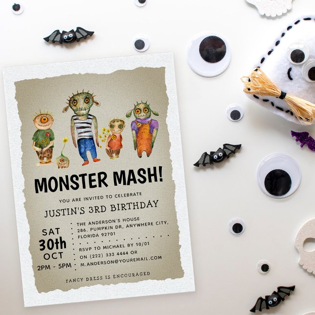 Monster Mash Halloween Barnkalas  Inbjudningar (Skapare uppladdad)