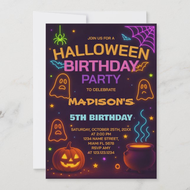 Monster Mash Halloween Birthday-inbjudan Inbjudningar (Framsida)