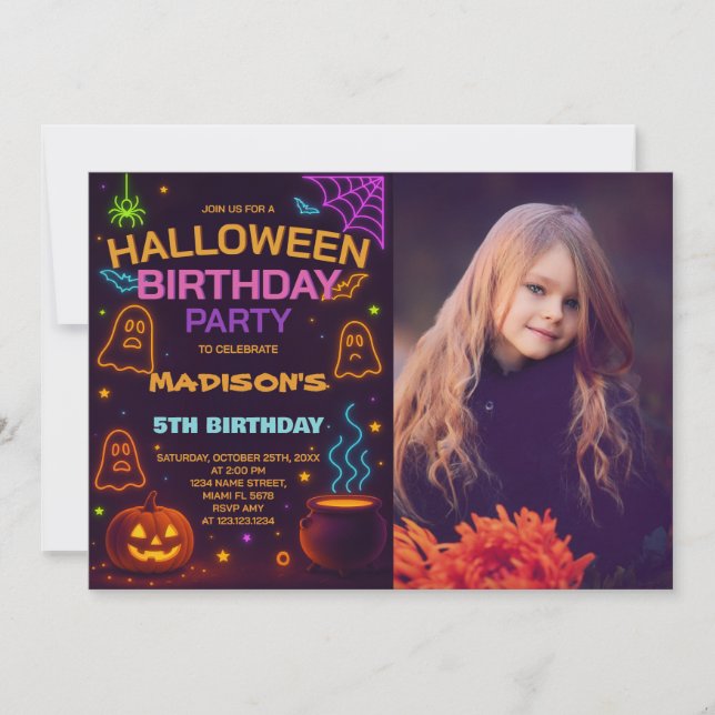 Monster Mash Halloween Birthday-inbjudan Inbjudningar (Framsida)