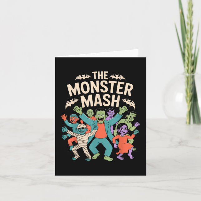 Monster Mash Halloween Dance Party Cute Retro Kort (Framsida)