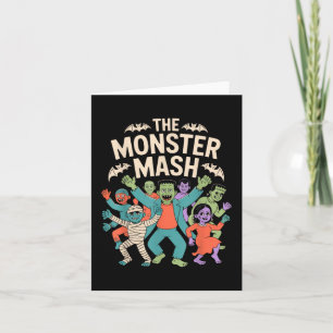 Monster Mash Halloween Dance Party Cute Retro Kort