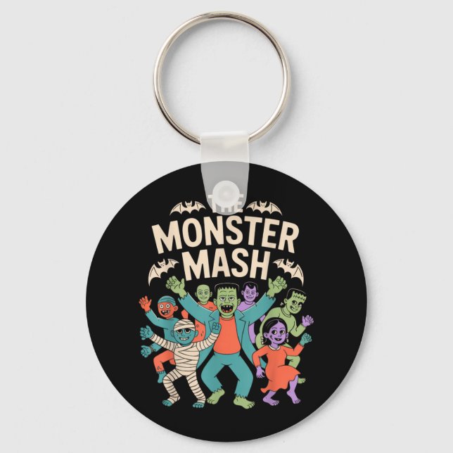 Monster Mash Halloween Dance Party Cute Retro Nyckelring (Framsida)
