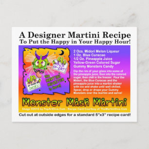 Monster Mash Halloween Martini Recipe-vykort Vykort