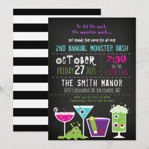 Monster Mash Halloween-sjukt dricksparty inbjudan