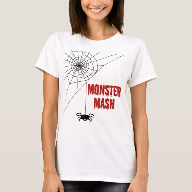 Monster Mash Halloween Spiderweb T Shirt (Framsida)