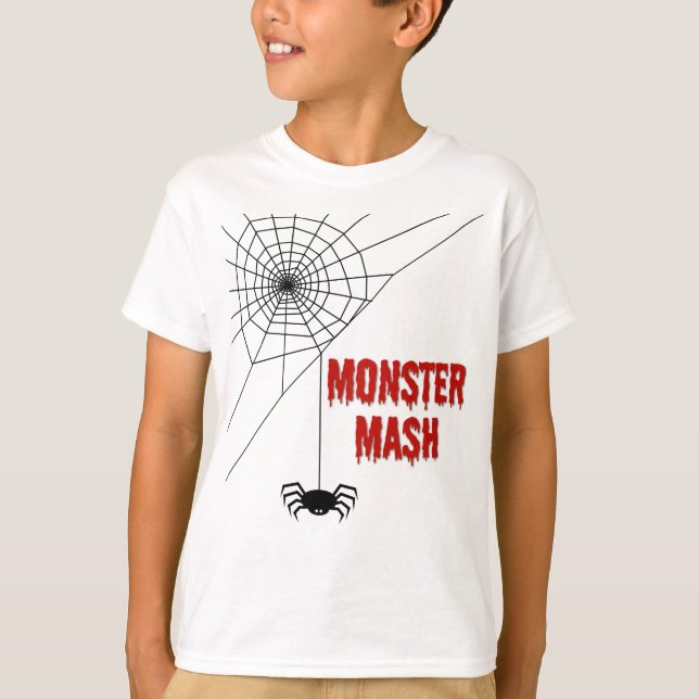 Monster Mash Halloween Spindelnät T Shirt (Framsida)