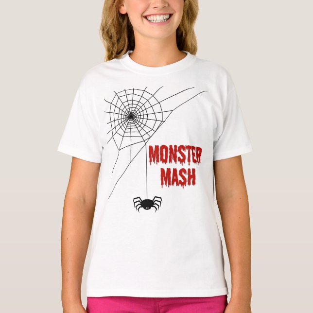Monster Mash Halloween Spindelnät T Shirt (Framsida)