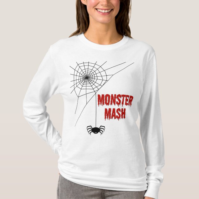 Monster Mash Halloween Spindelnät T Shirt (Framsida)